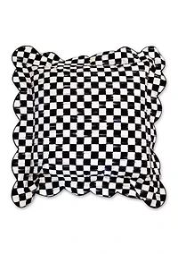 Check Reversible Scalloped Throw Pillow