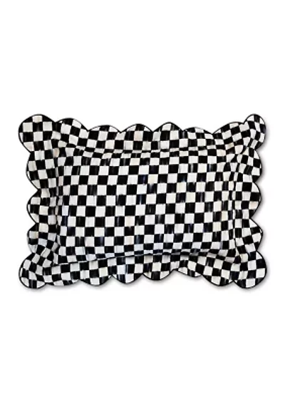 Check Reversible Scalloped Lumbar Throw Pillow