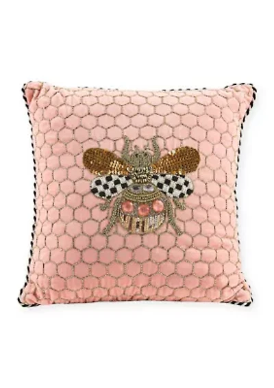 Queen Bee Pink Throw Pillow