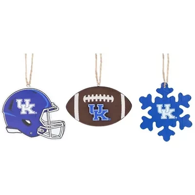 NCAA Kentucky Wildcats Three-Pack Helmet, Football & Snowflake Ornament Set