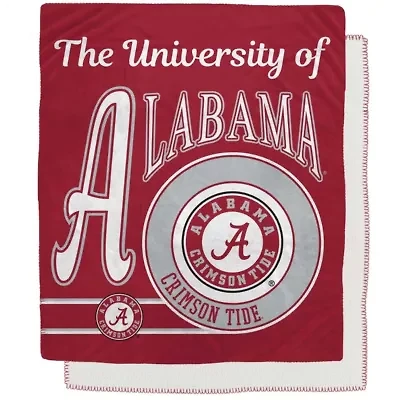 Alabama Crimson Tide NCAA Alabama Tide 50" x 60" Retro Emblem Flannel Fleece Sherpa Blanket