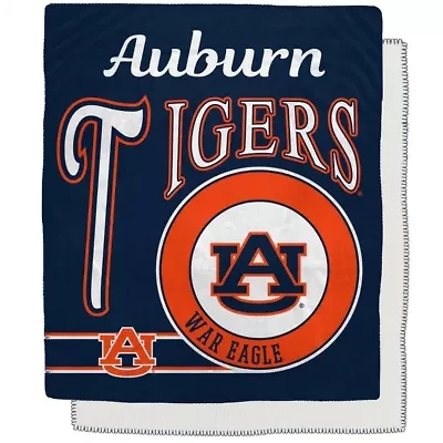 NCAA Auburn Tigers 50" x 60" Retro Emblem Flannel Fleece Sherpa Blanket