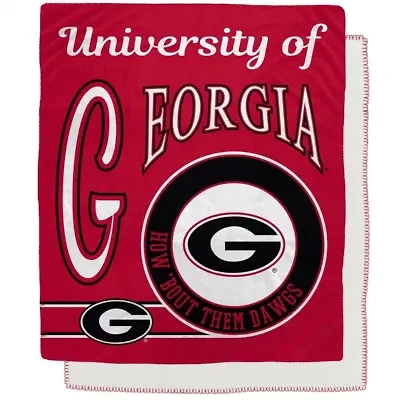 NCAA Georgia Bulldogs 50" x 60" Retro Emblem Flannel Fleece Sherpa Blanket