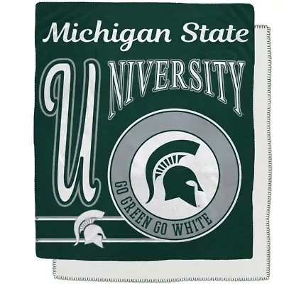 NCAA Michigan State Spartans 50" x 60" Retro Emblem Flannel Fleece Sherpa Blanket