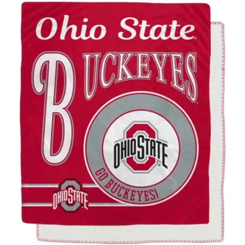 NCAA Ohio State Buckeyes 50" x 60" Retro Emblem Flannel Fleece Sherpa Blanket