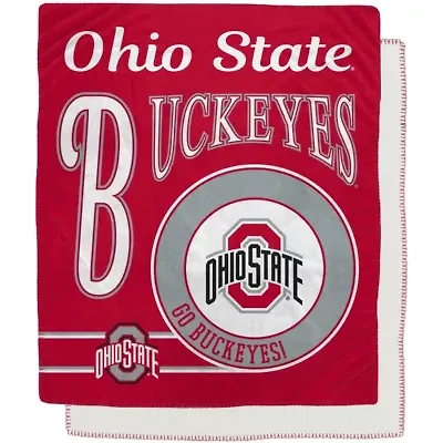 NCAA Ohio State Buckeyes 50" x 60" Retro Emblem Flannel Fleece Sherpa Blanket