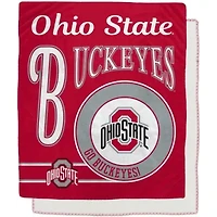 NCAA Ohio State Buckeyes 50" x 60" Retro Emblem Flannel Fleece Sherpa Blanket