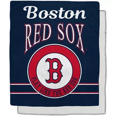 Boston Red Sox MLB Boston Sox 50" x 60" Retro Emblem Flannel Fleece Sherpa Blanket