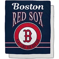 Boston Red Sox MLB Boston Sox 50" x 60" Retro Emblem Flannel Fleece Sherpa Blanket