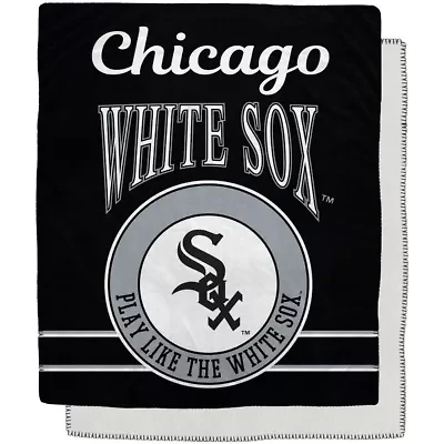 Chicago White Sox MLB Chicago Sox 50" x 60" Retro Emblem Flannel Fleece Sherpa Blanket