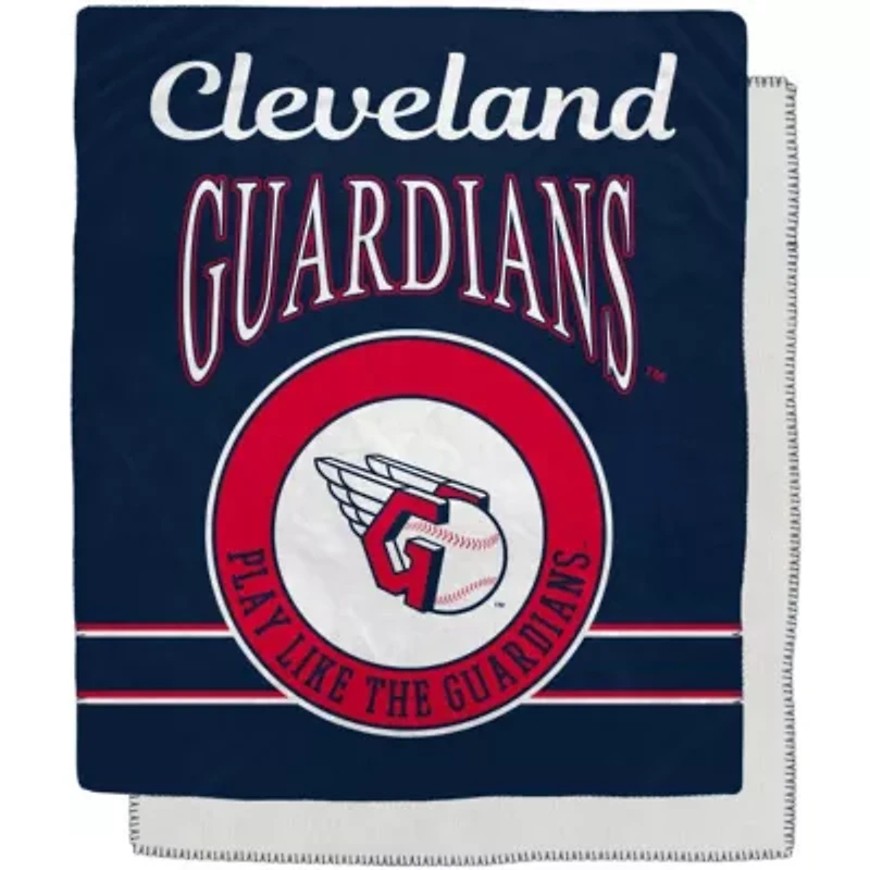 MLB Cleveland Guardians 50" x 60" Retro Emblem Flannel Fleece Sherpa Blanket