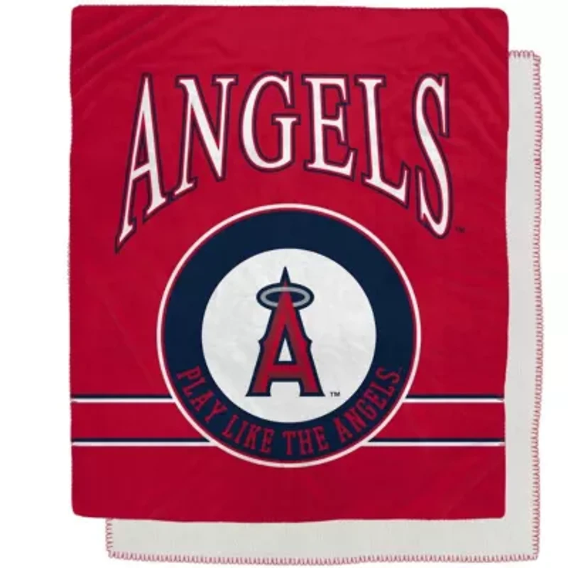 MLB Los Angeles Angels 50" x 60" Retro Emblem Flannel Fleece Sherpa Blanket