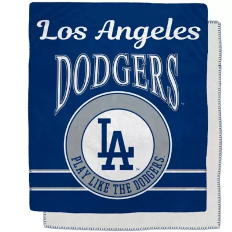 MLB Los Angeles Dodgers 50" x 60" Retro Emblem Flannel Fleece Sherpa Blanket