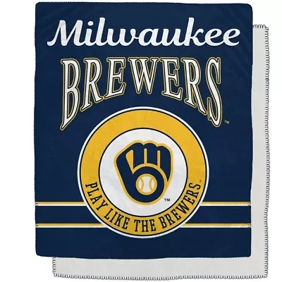 MLB Milwaukee Brewers 50" x 60" Retro Emblem Flannel Fleece Sherpa Blanket