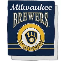 MLB Milwaukee Brewers 50" x 60" Retro Emblem Flannel Fleece Sherpa Blanket