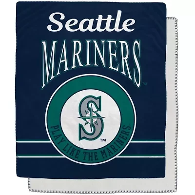 MLB Seattle Mariners 50" x 60" Retro Emblem Flannel Fleece Sherpa Blanket