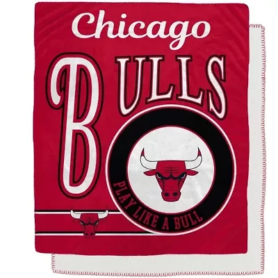 NBA Chicago Bulls 50" x 60" Retro Emblem Flannel Fleece Sherpa Blanket
