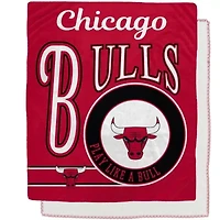 NBA Chicago Bulls 50" x 60" Retro Emblem Flannel Fleece Sherpa Blanket