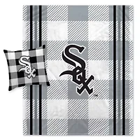 Chicago White Sox MLB Chicago Sox Plaid Stripes Blanket and Pillow Combo Set