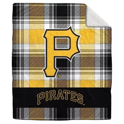 MLB Pittsburgh Pirates 50" x 60" Plaid Flannel Sherpa Plush Blanket
