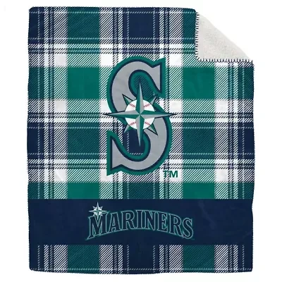 MLB Seattle Mariners 50" x 60" Plaid Flannel Sherpa Plush Blanket