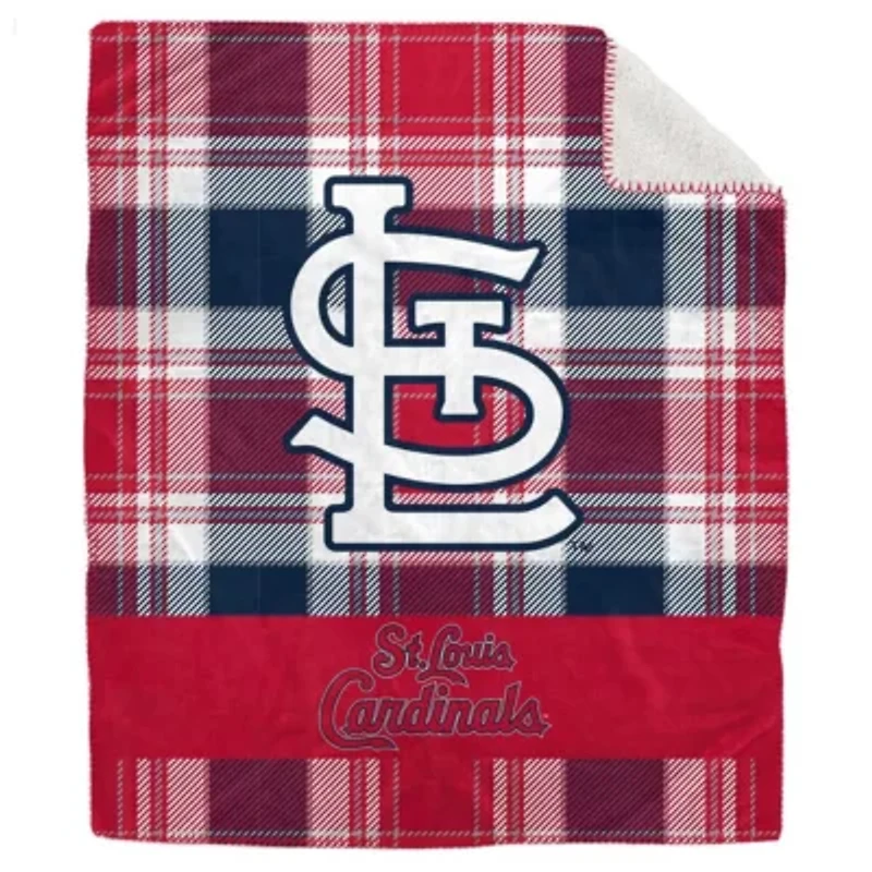 MLB St. Louis Cardinals 50" x 60" Plaid Flannel Sherpa Plush Blanket