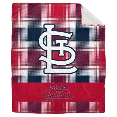 MLB St. Louis Cardinals 50" x 60" Plaid Flannel Sherpa Plush Blanket