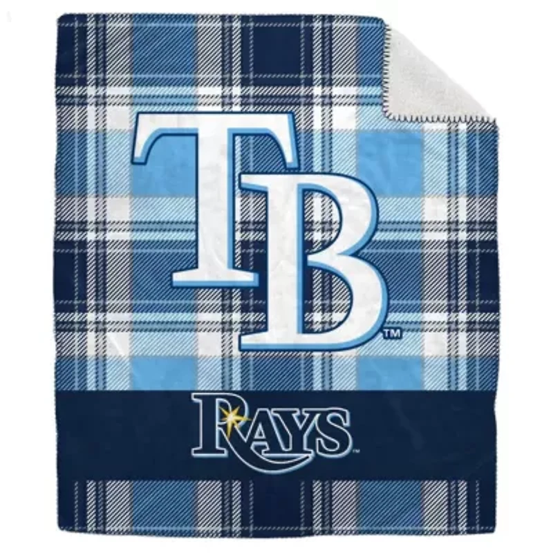 MLB Tampa Bay Rays 50" x 60" Plaid Flannel Sherpa Plush Blanket