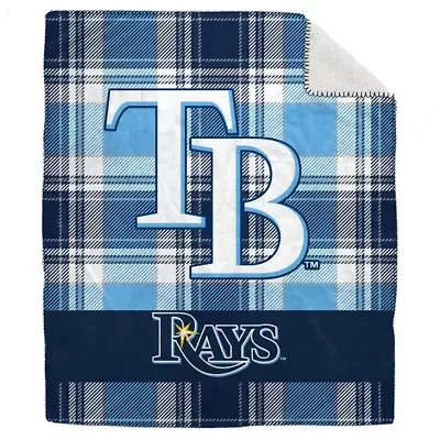 MLB Tampa Bay Rays 50" x 60" Plaid Flannel Sherpa Plush Blanket