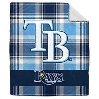 MLB Tampa Bay Rays 50" x 60" Plaid Flannel Sherpa Plush Blanket