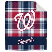 MLB Washington Nationals 50" x 60" Plaid Flannel Sherpa Plush Blanket