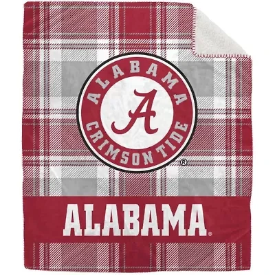Alabama Crimson Tide NCAA Alabama Tide 50" x 60" Plaid Flannel Sherpa Plush Blanket