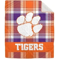 NCAA Clemson Tigers 50" x 60" Plaid Flannel Sherpa Plush Blanket