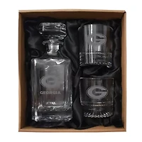 NCAA Georgia Bulldogs Decanter & Two Rocks Glasses Set
