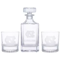NCAA North Carolina Tar Heels Decanter & Two Rocks Glasses Set