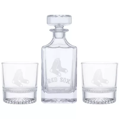 Boston Red Sox MLB Boston Sox Decanter & Two Rocks Glasses Set