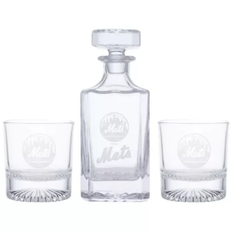 MLB New York Mets Decanter & Two Rocks Glasses Set