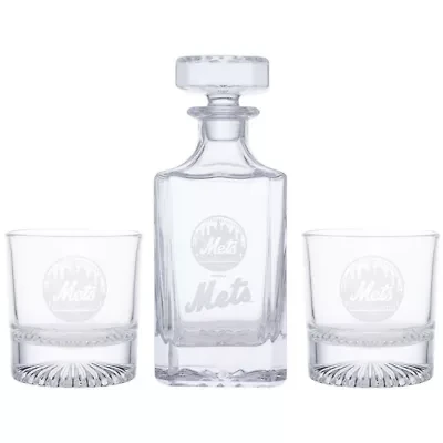 MLB New York Mets Decanter & Two Rocks Glasses Set