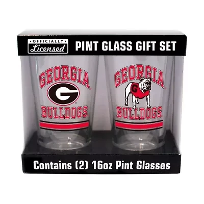 NCAA Georgia Bulldogs 16oz. Pint Glass Two Pack