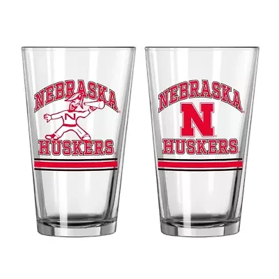 NCAA Nebraska Huskers 16oz. Pint Glass Two Pack