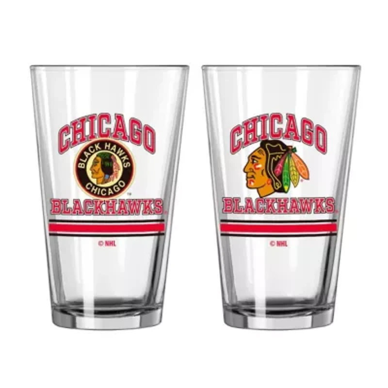 NHL Chicago Blackhawks 16oz. Pint Glass Two Pack