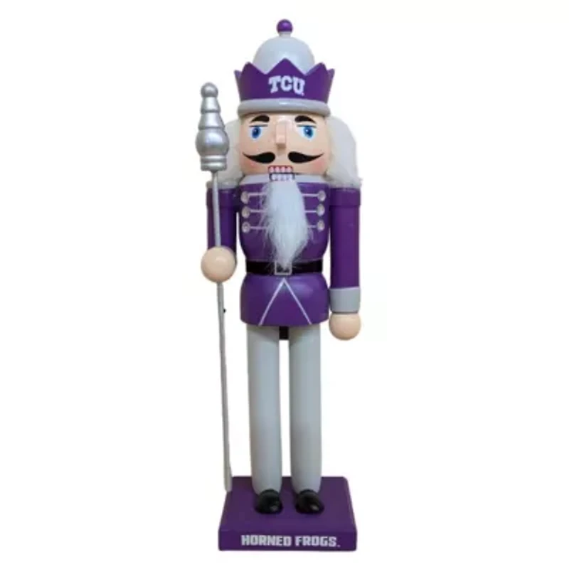 NCAA TCU Horned Frogs 12" Wooden Nutcracker Statue