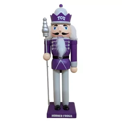NCAA TCU Horned Frogs 12" Wooden Nutcracker Statue