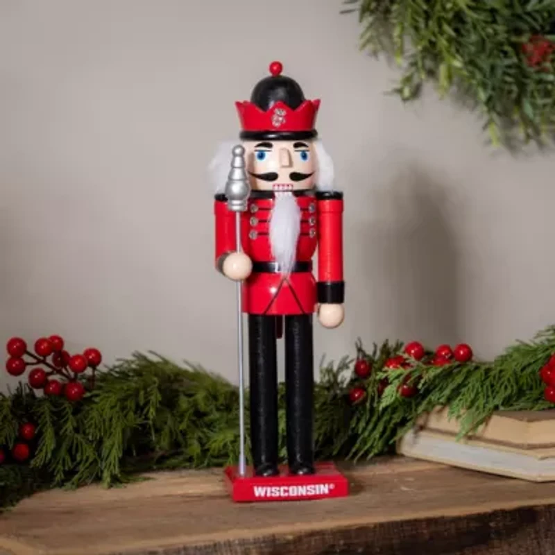 NCAA Wisconsin Badgers 12" Wooden Nutcracker Statue