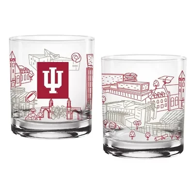 NCAA Indiana Hoosiers Two-Pack 14oz. Campus Line Art Glass