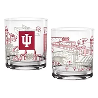 NCAA Indiana Hoosiers Two-Pack 14oz. Campus Line Art Glass