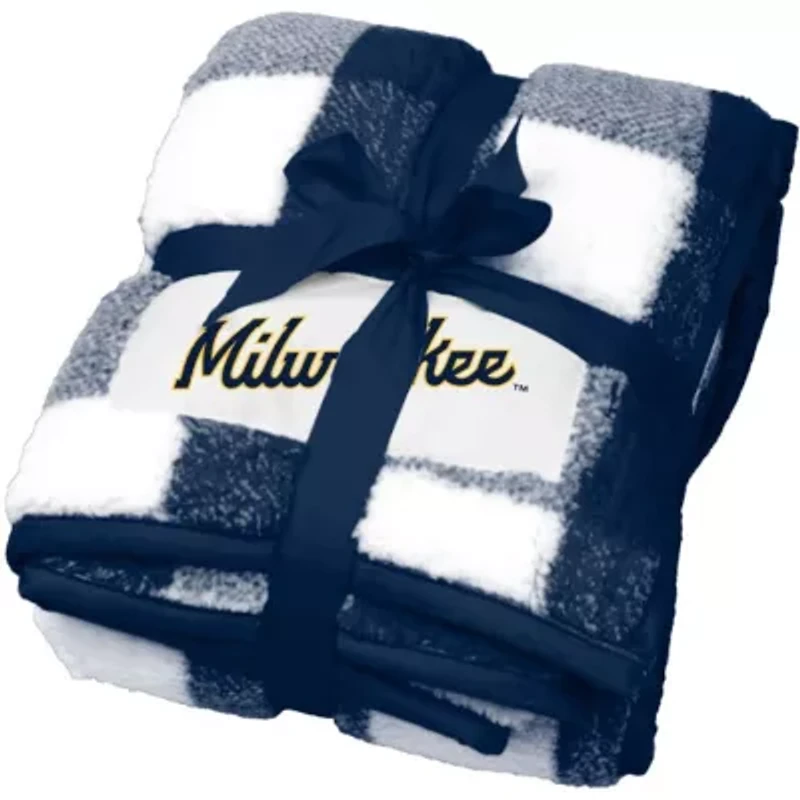 MLB Milwaukee Brewers 50'' x 60'' Buffalo Check Frosty Fleece Blanket