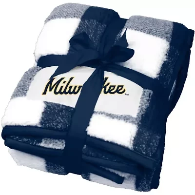 MLB Milwaukee Brewers 50'' x 60'' Buffalo Check Frosty Fleece Blanket