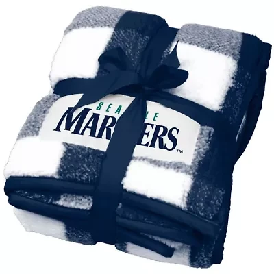 MLB Seattle Mariners 50'' x 60'' Buffalo Check Frosty Fleece Blanket