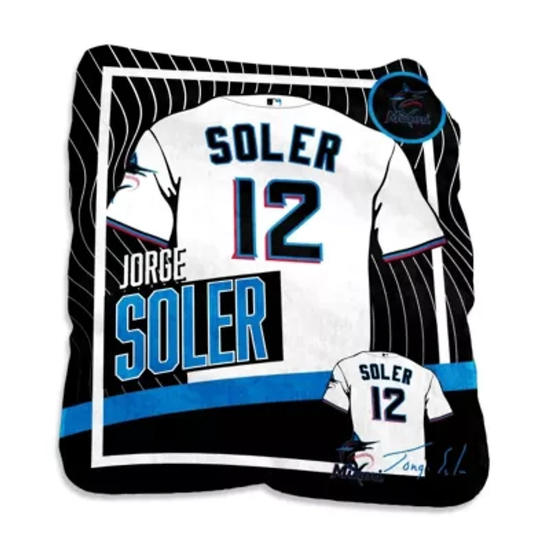 MLB Jorge Soler Miami Marlins Game Day Player Raschel Throw Blanket